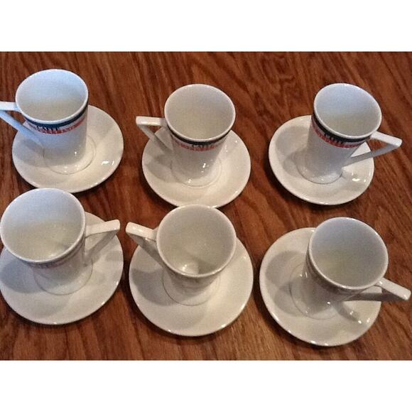 Levtov China 6 Piece Caffe cappuccino Set Cups And Saucers New - Picture 2 of 7